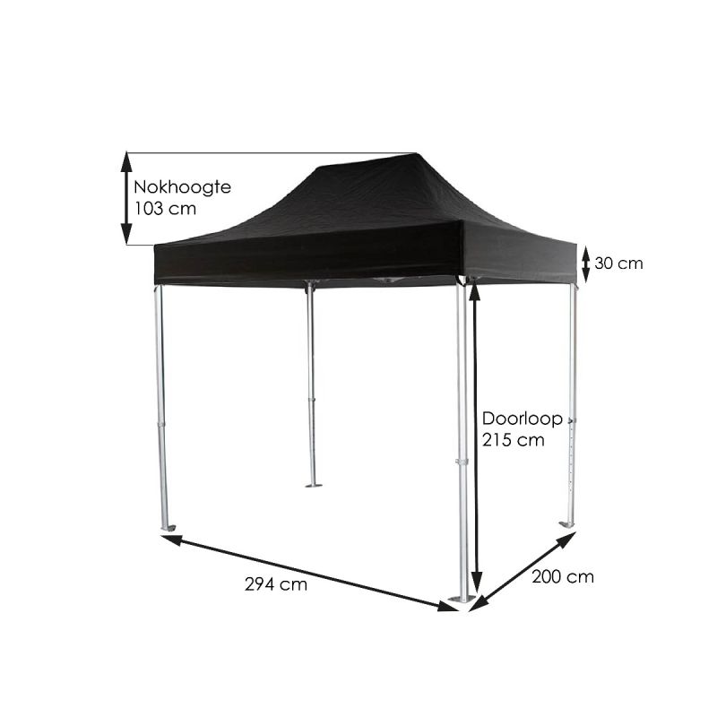 Tent-Up zwart 300 x 200 cm